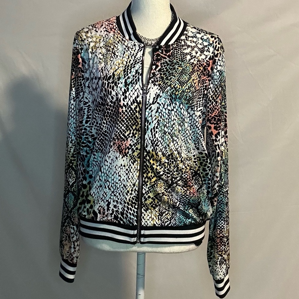 Unique multi-colored snake skin design jacket